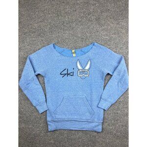 Alternative Earth Sweatshirt Women's M Blue Ski Bunny Graphic Wide Neck